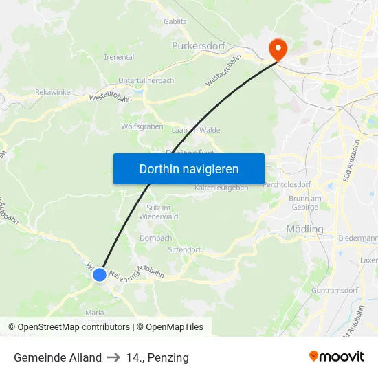 Gemeinde Alland to 14., Penzing map