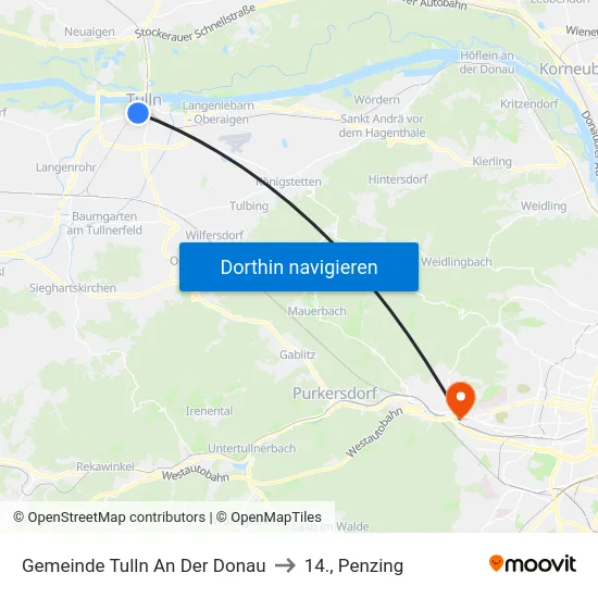 Gemeinde Tulln An Der Donau to 14., Penzing map