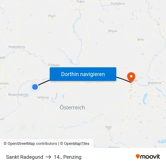 Sankt Radegund to 14., Penzing map