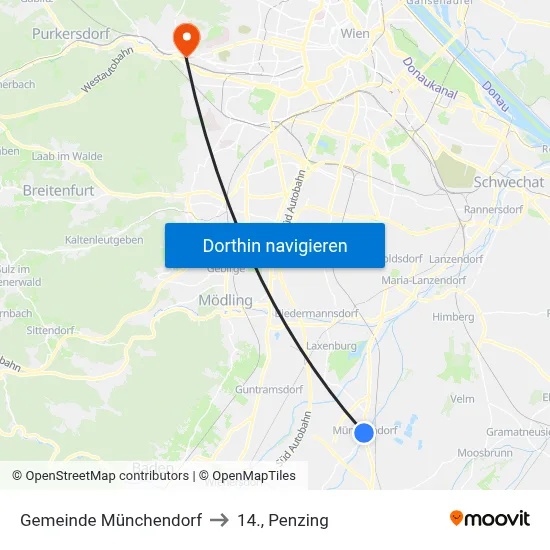 Gemeinde Münchendorf to 14., Penzing map