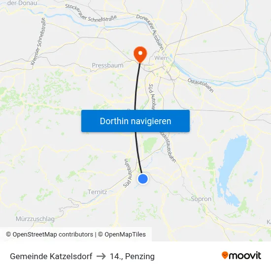 Gemeinde Katzelsdorf to 14., Penzing map