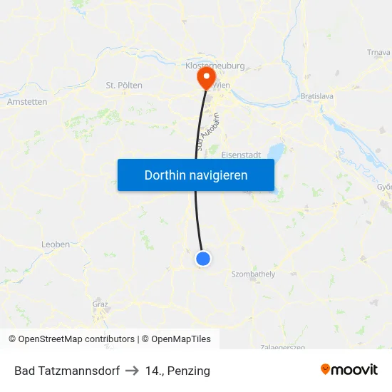 Bad Tatzmannsdorf to 14., Penzing map