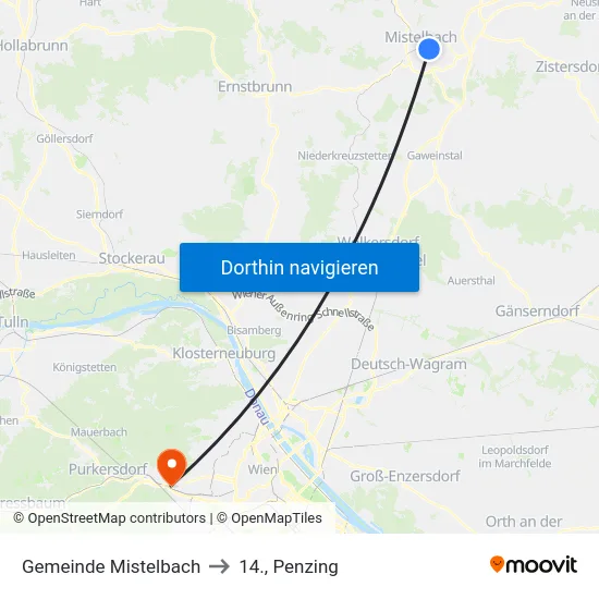 Gemeinde Mistelbach to 14., Penzing map