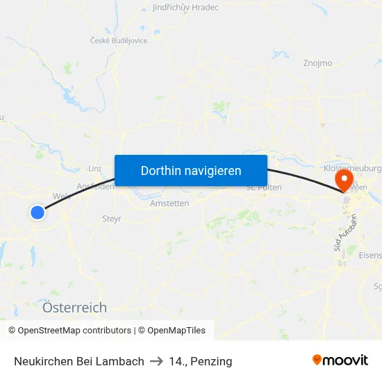 Neukirchen Bei Lambach to 14., Penzing map
