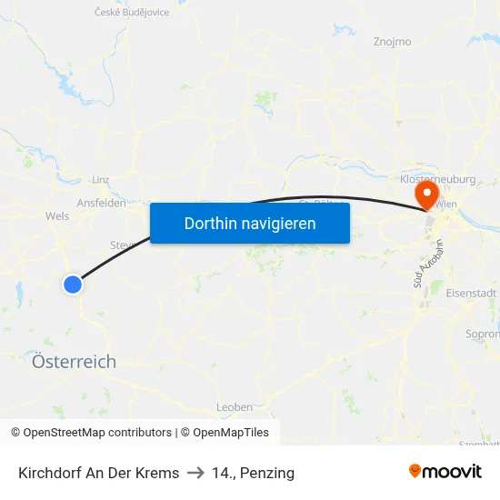 Kirchdorf An Der Krems to 14., Penzing map