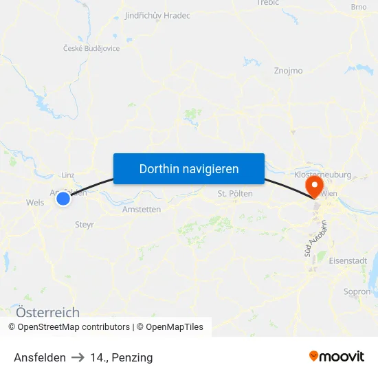 Ansfelden to 14., Penzing map