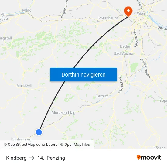 Kindberg to 14., Penzing map