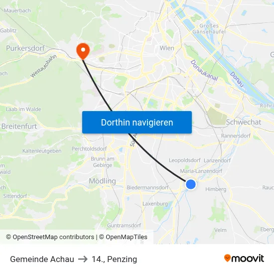 Gemeinde Achau to 14., Penzing map