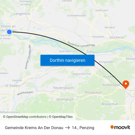 Gemeinde Krems An Der Donau to 14., Penzing map