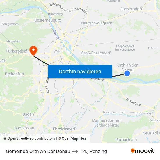 Gemeinde Orth An Der Donau to 14., Penzing map