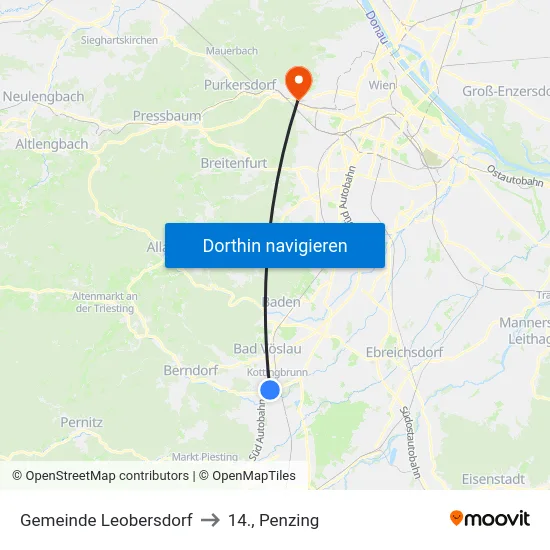 Gemeinde Leobersdorf to 14., Penzing map