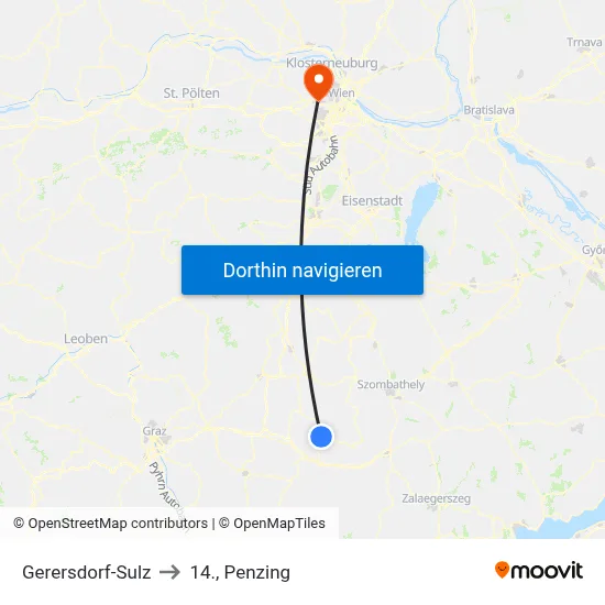 Gerersdorf-Sulz to 14., Penzing map