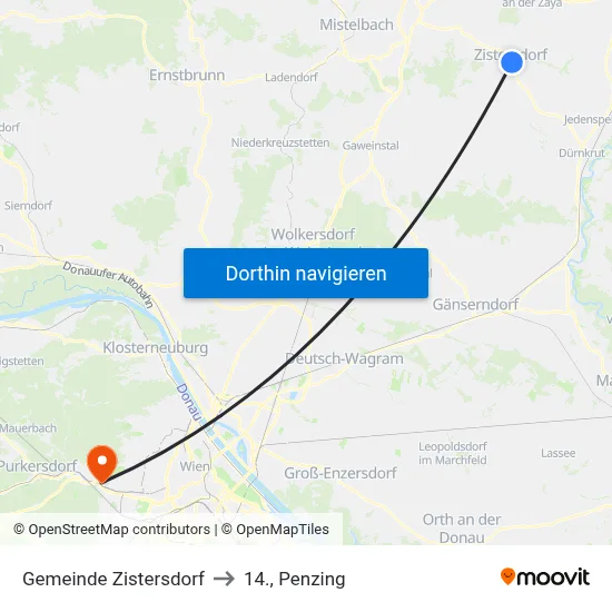 Gemeinde Zistersdorf to 14., Penzing map