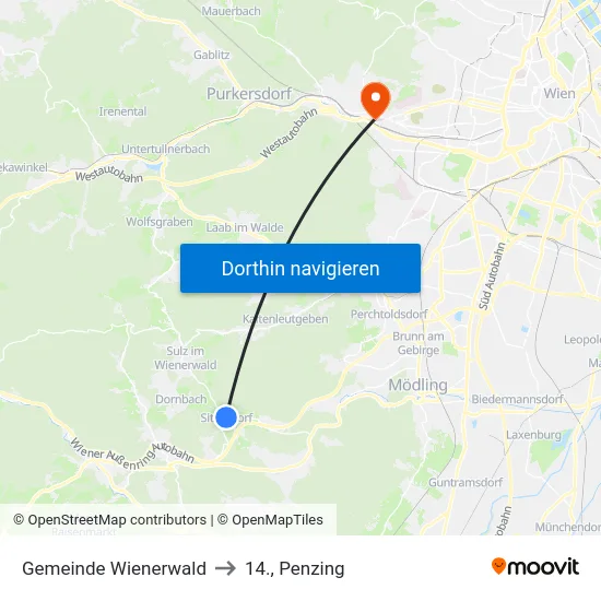 Gemeinde Wienerwald to 14., Penzing map