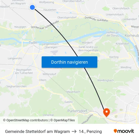 Gemeinde Stetteldorf am Wagram to 14., Penzing map