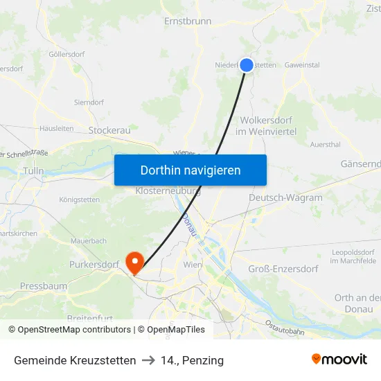 Gemeinde Kreuzstetten to 14., Penzing map