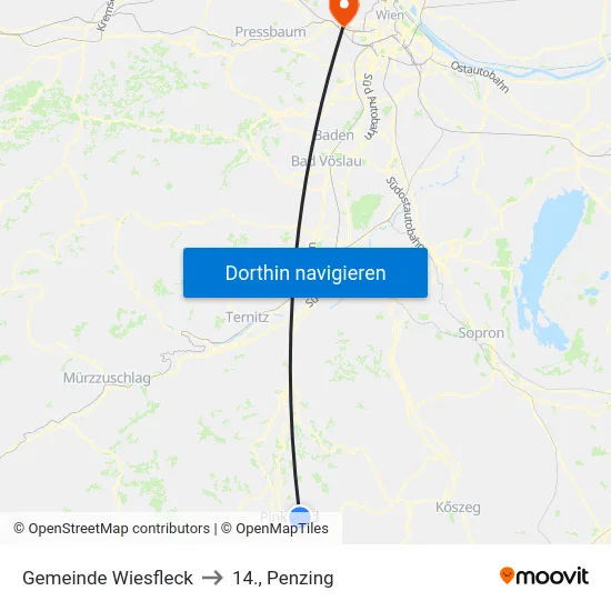 Gemeinde Wiesfleck to 14., Penzing map