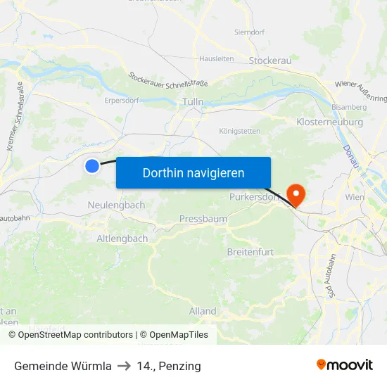 Gemeinde Würmla to 14., Penzing map