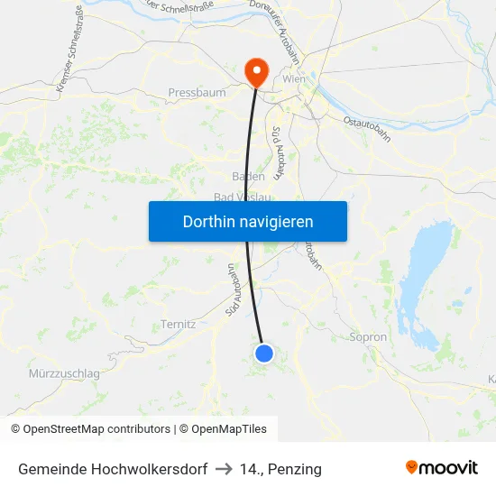Gemeinde Hochwolkersdorf to 14., Penzing map