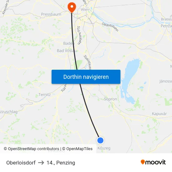 Oberloisdorf to 14., Penzing map