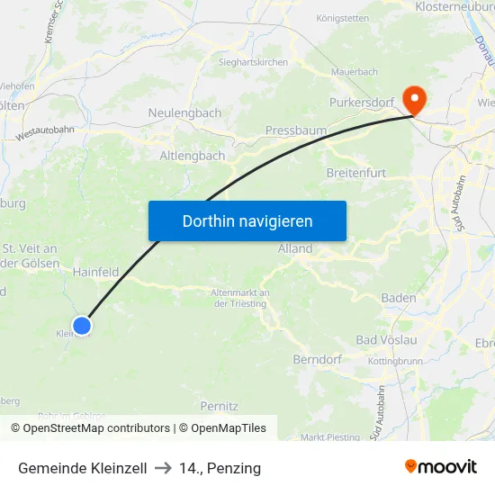 Gemeinde Kleinzell to 14., Penzing map