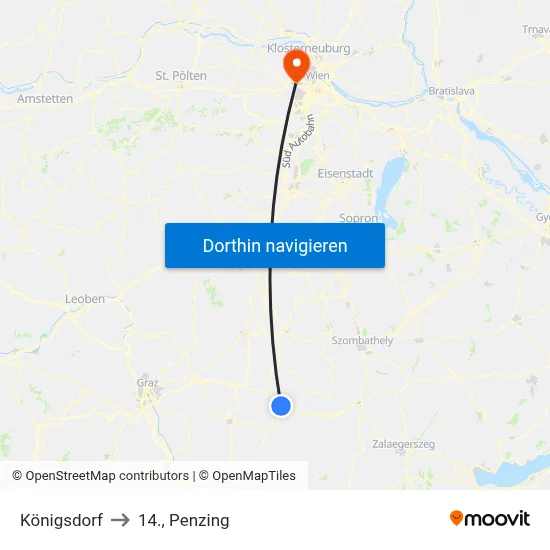 Königsdorf to 14., Penzing map