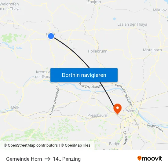 Gemeinde Horn to 14., Penzing map