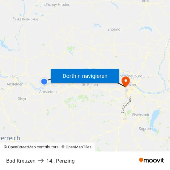 Bad Kreuzen to 14., Penzing map