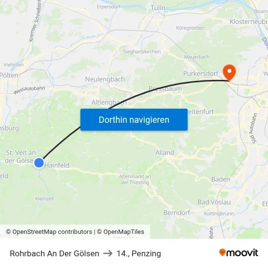 Rohrbach An Der Gölsen to 14., Penzing map