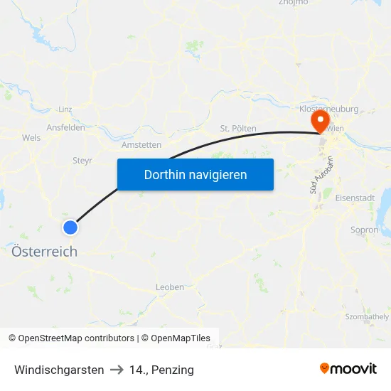 Windischgarsten to 14., Penzing map