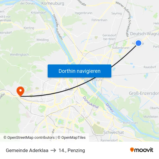 Gemeinde Aderklaa to 14., Penzing map