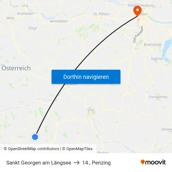 Sankt Georgen am Längsee to 14., Penzing map