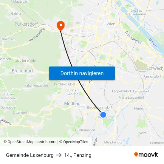 Gemeinde Laxenburg to 14., Penzing map
