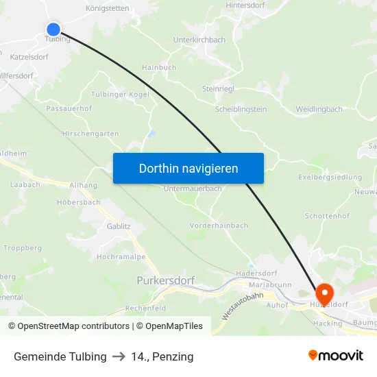 Gemeinde Tulbing to 14., Penzing map
