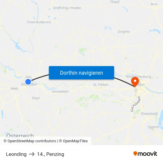 Leonding to 14., Penzing map