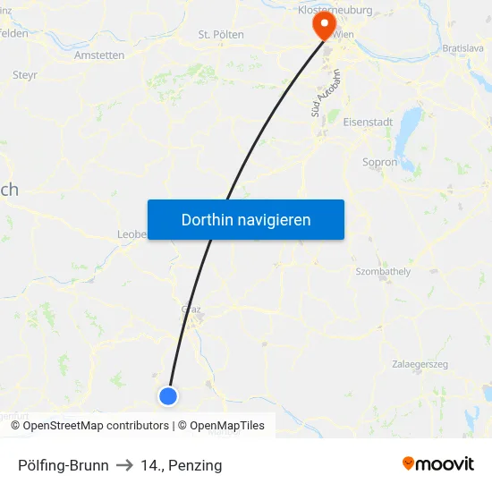 Pölfing-Brunn to 14., Penzing map