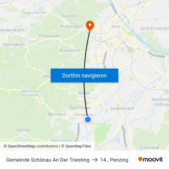 Gemeinde Schönau An Der Triesting to 14., Penzing map