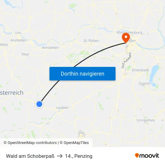 Wald am Schoberpaß to 14., Penzing map