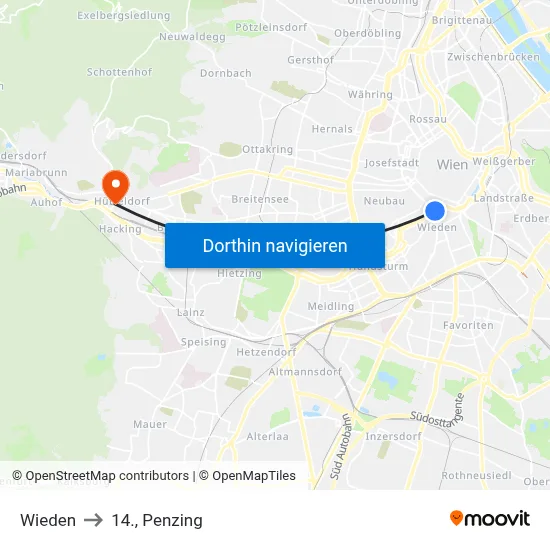 Wieden to 14., Penzing map
