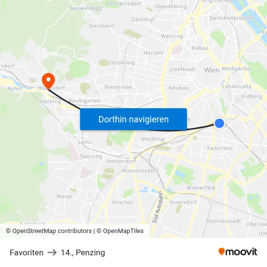 Favoriten to 14., Penzing map