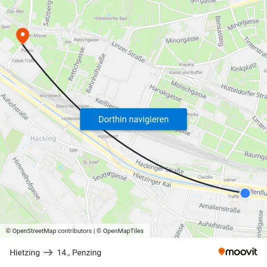 Hietzing to 14., Penzing map