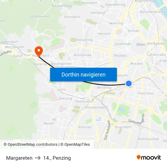 Margareten to 14., Penzing map