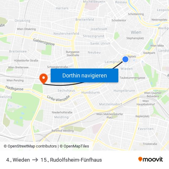 4., Wieden to 15., Rudolfsheim-Fünfhaus map