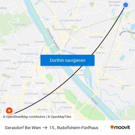 Gerasdorf Bei Wien to 15., Rudolfsheim-Fünfhaus map