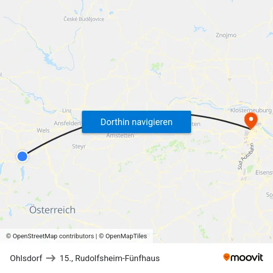 Ohlsdorf to 15., Rudolfsheim-Fünfhaus map