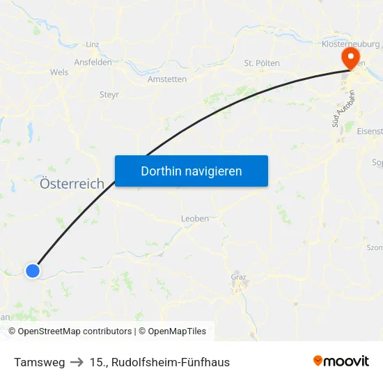 Tamsweg to 15., Rudolfsheim-Fünfhaus map