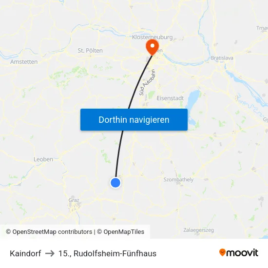 Kaindorf to 15., Rudolfsheim-Fünfhaus map