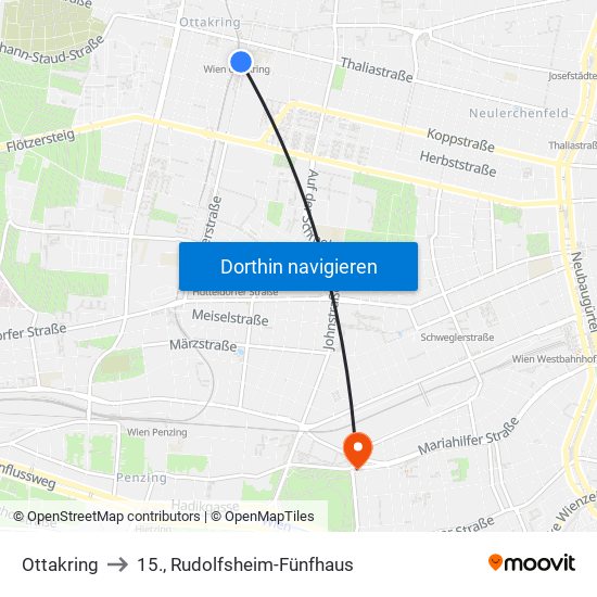 Ottakring to 15., Rudolfsheim-Fünfhaus map