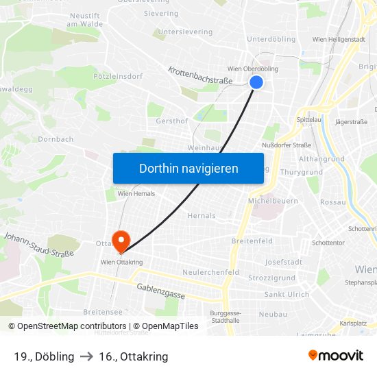 19., Döbling to 16., Ottakring map