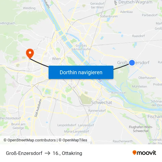 Groß-Enzersdorf to 16., Ottakring map